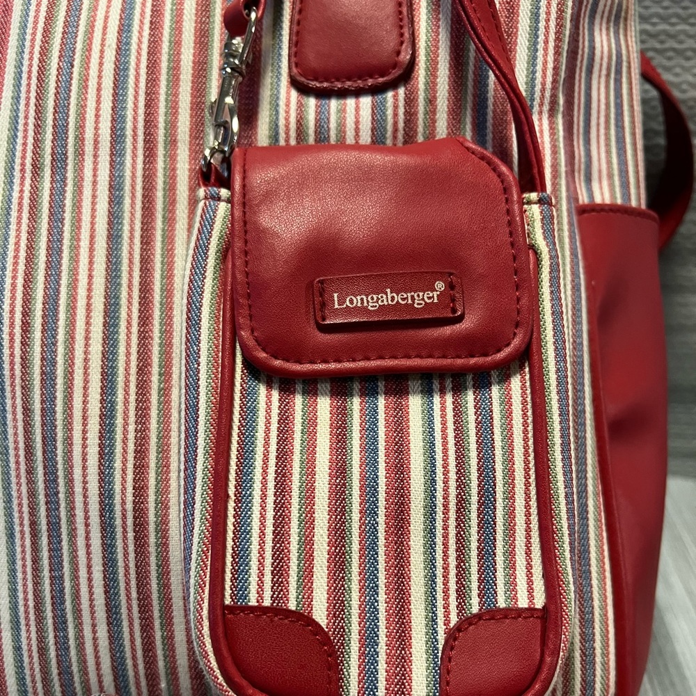 Longaberger Homestead Pastel Striped Shoulder Tote Bag Purse